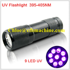 Lampe-torche UV/torche de l'alliage d'aluminium 395NM 9 à piles secs noirs imperméables LED de couleur