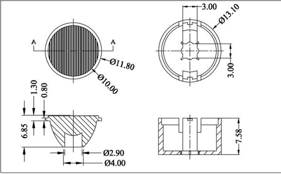Le Cree XBD QE de la CE 13mm a mené la lentille optique angle de visualisation de 15/120 degrés