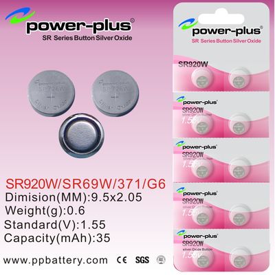 mini série de SR de batteries de cellules de bouton d'oxyde d'argent de montre de 1.55V 35mAh SR920W/SR69W/371/G6