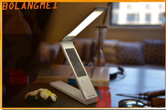 Lampe de bureau d'USB LED d'alliage d'aluminium avec le lit de lumière de lecture du calendrier d'affichage à cristaux liquides/LED